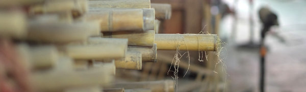 Bambuslager mit rohen Bambusrohren aus dem Pine Bambusrahmen hergestellt werden.